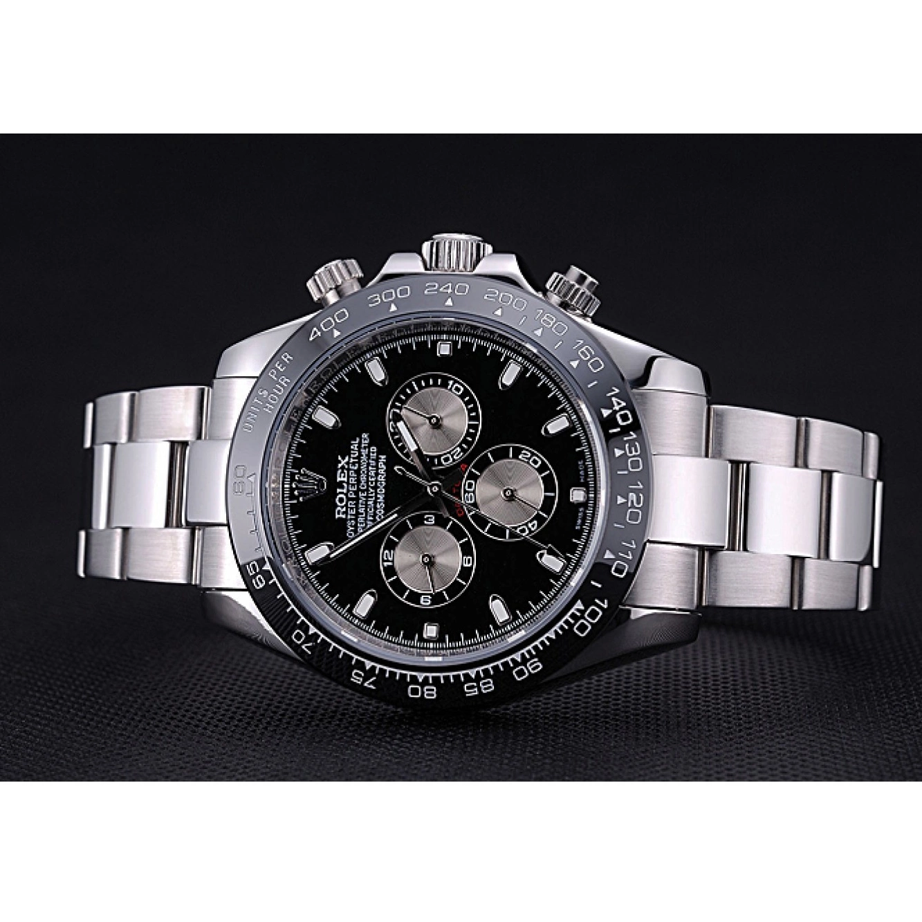 Aaa replica watch Black Rolex Stainless Dial Bracelet 622543 Steel Cosmograph Daytona 0710
